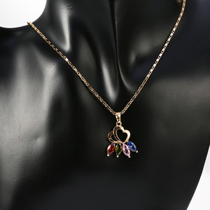Colorido dubai barato nupcial 18k chapado en oro de circón collar y pendientes conjunto de joyería