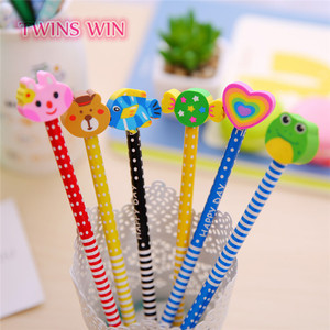 China supplier Cheap promotional kawaii school stationery wholesale Bulk sale animal shaped Standard HB black wood pencil