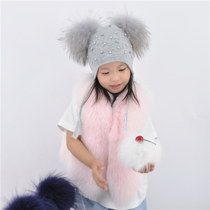 <span class=keywords><strong>Bonnet</strong></span> d'hiver à <span class=keywords><strong>pompon</strong></span> pour enfants avec perles et diamants <span class=keywords><strong>Bonnet</strong></span> en tricot <span class=keywords><strong>cachemire</strong></span> avec cordes - Product Image 2
