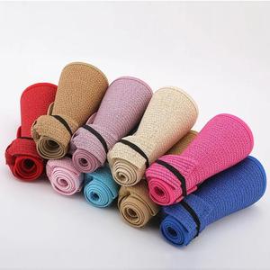 夏の回転式および折りたたみ式ペーパーストローバイザーキャップワイドブリムサンハット - Product Image 1