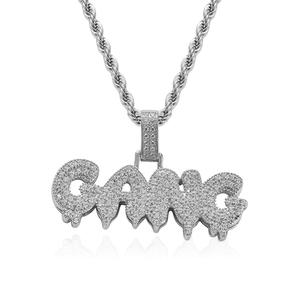 BES เครื่องประดับฮิปฮอปไมโครปูเพทาย CZ หินแก๊งตัวอักษรจี้ออกชื่อเสน่ห์สร้อยคอทองเหลืองทอง - Product Image 4