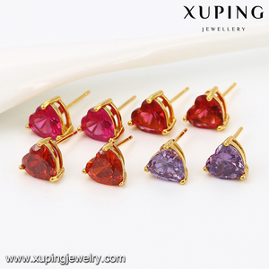 Xuping 24 k सोने के गहने फैशन एकल पत्थर बाली संवर्धन डिजाइन - Product Image 4