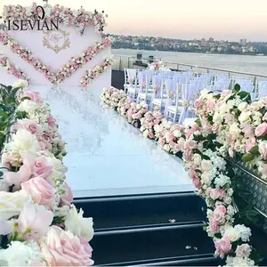 ISEVIAN caliente hermoso blanco boda arco flor y Rojo arco de boda, soporte de nuevo diseño de la flor para la decoración de la boda