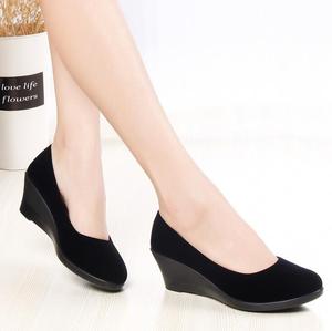 <span class=keywords><strong>Zapatos</strong></span> de Trabajo para Mujer al por Mayor, Primavera y Otoño, <span class=keywords><strong>Negros</strong></span>, Formales, <span class=keywords><strong>con</strong></span> Tacón Alto de <span class=keywords><strong>Cuña</strong></span>, en Existencia - Product Image 2