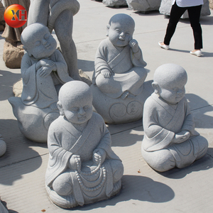 Giardino decorazione esterna pietra di granito naturale intagliato divertente felice Buddha statue piccolo bambino Shami monaco sculture per la vendita - Product Image 3