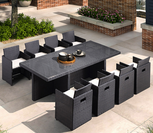 Meubles <span class=keywords><strong>de</strong></span> balcon extérieur résine osier rotin table à manger ensemble - Product Image 4