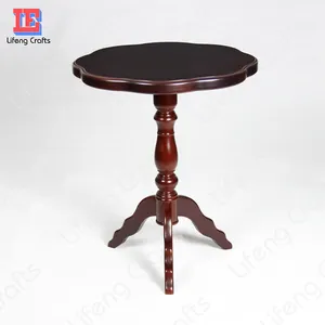 Round wood tea table with antique style