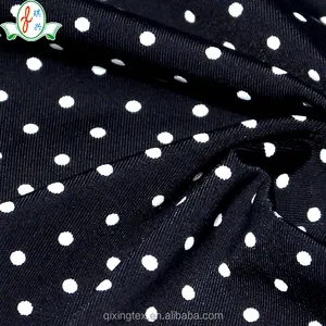 4 WayไนลอนยืดLycraสีขาวPolka Dotพิมพ์ผ้าชุดว่ายน้ำชุดว่ายน้ำบิกินี่ผ้าผู้หญิง