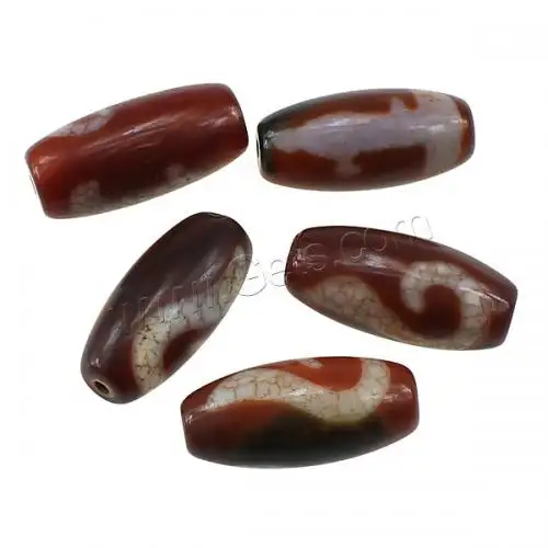 Cuentas de ágata de piedra tibetana ovalada Natural, abalorios de dzi para fabricación de joyas, abalorios a granel de dos tonos, 31-32x14.5-15x mm