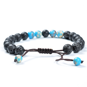 F95 <span class=keywords><strong>Pulsera</strong></span> Difusora de Aceites Esenciales con Cuentas de Piedra Volcánica, Estilo Occidental Popular, para Aliviar el Estrés o la Ansiedad - Product Image 5