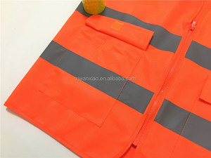 Chine Gros 100% Polyester Vêtement Salut-Vis Vélo Orange de Sécurité Vêtements De Travail <span class=keywords><strong>Gilet</strong></span> De Sécurité Routière Avec Poches - Product Image 3