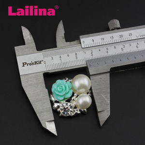 Artisanat Embellis Résine Fleur Strass Étincelant Cristal Perle Boutons pour Hairbow Centres-Dos Plat Boutons - Product Image 3