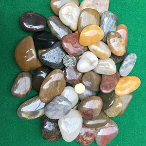 Polished natural mixed decorative pebble stone snow white landscape pebble stone in Cobbles & Pebbles