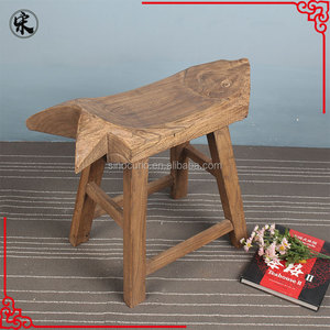Tabouret carré extérieur en bois recyclé de style français antique, petit, sculpté, naturel, design nouveau - Product Image 2