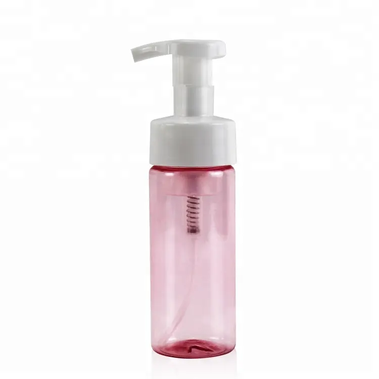 Lozione liquida Spray vuota trasparente bottiglia di sapone in schiuma per le mani cosmetica forma rotonda nuovo prodotto in plastica personalizzato Pet 200ml 150ml L-4 bianco