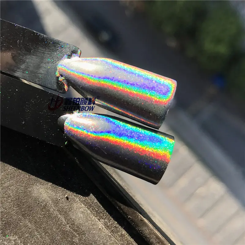 Sheenbow-Polvo de pigmento de unicornio láser holográfico para uñas, 50/35/2021 micras, 20/15