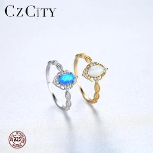 CZCITY <strong>Silver</strong> <strong>Opal</strong> <strong>Ring</strong> Jewelry Women Wedding Factory Wholesale Oval Shape Blue <strong>Opal</strong> <strong>Ring</strong> - Product Image 4