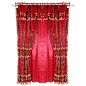 <span class=keywords><strong>Rideaux</strong></span> de fenêtre <span class=keywords><strong>double</strong></span> couche de broderie de luxe <span class=keywords><strong>bordeaux</strong></span> européen - Product Image 1