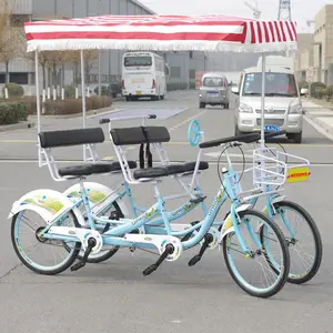 זול 4 אנשים אדם ארבעה גלגל טנדם תיירות סארי אופניים