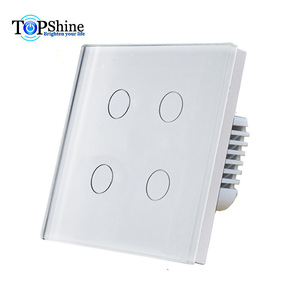 Topshine EU 4 Gang Trắng Glass Bảng Điều Chỉnh Cảm Ứng Điện Dung Cảm Biến Chuyển Mạch Làm Việc Như Trên Off Chuyển Đổi Với Có Thể Điều Chỉnh <span class=keywords><strong>LED</strong></span> Trở Lại Ánh Sáng - Product Image 1