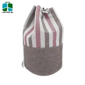 Fashion Pattern Stripe Color Drawstring Beach Bag For Mom