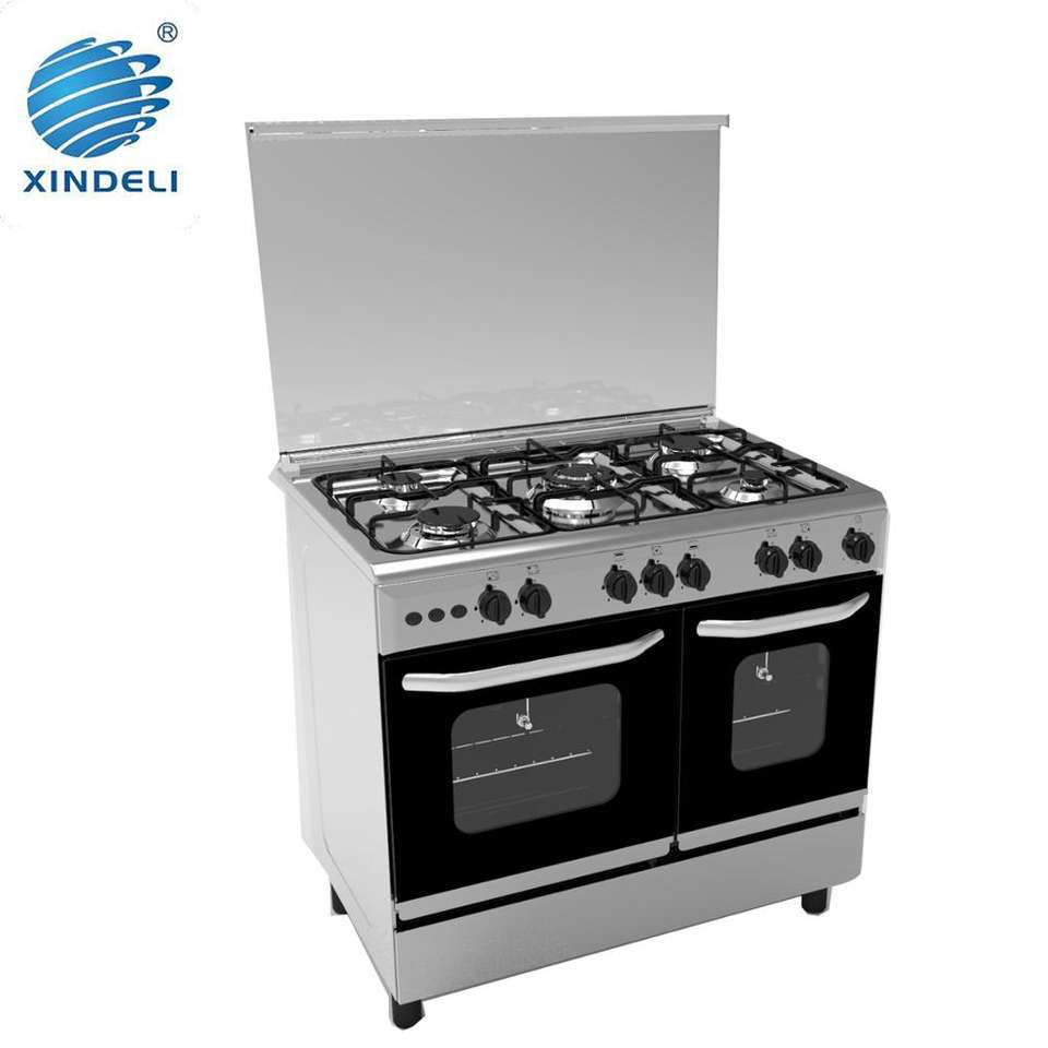Stainless Steel 5 Burners Free Standing Gas Stove With Double Oven With stainless-steel-5-burners-free-standing-gas-stove-with-double-oven-with