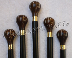 ไม้ที่เดินด้วยมือพร้อมที่จับบอลลูนเรซินทองเหลือง/ไม้เท้าไม้พร้อมที่จับบอลลูนเรซิน - Product Image 2