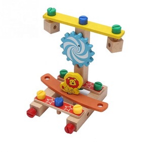 Children toys wholesale children kids DIY nut thumbscrews Tool Arm Chair Wood toy - Product Image 6