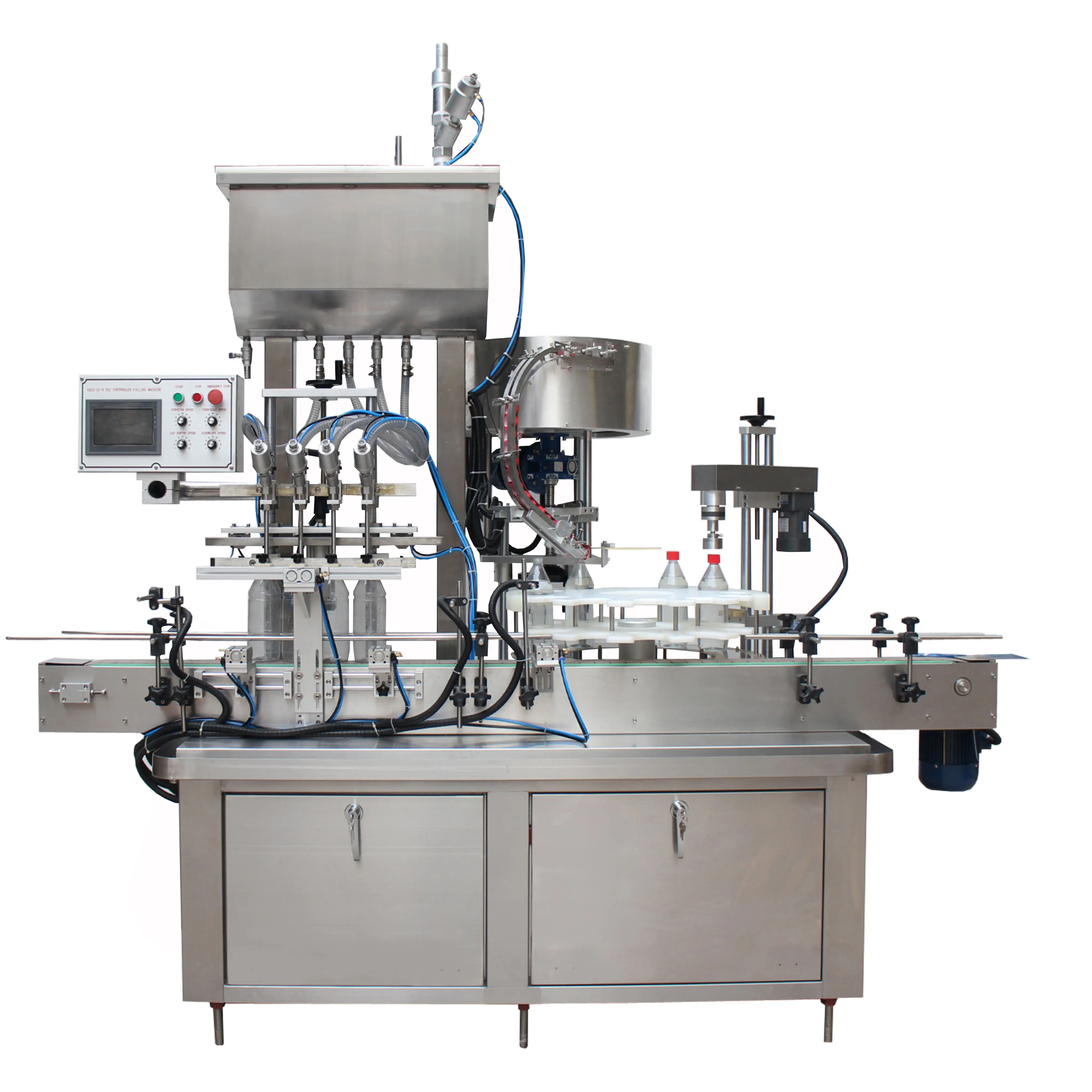 Роторный автомат розлива и укупорки приклеить этикетку 3 в 1 линия моноблок наполнитель