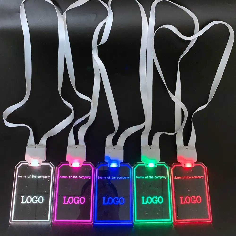 ¡Producto en oferta! ¡Nuevo! LOGO láser de forma personalizada, soporte acrílico colorido para tarjeta de identificación, cordón LED brillante