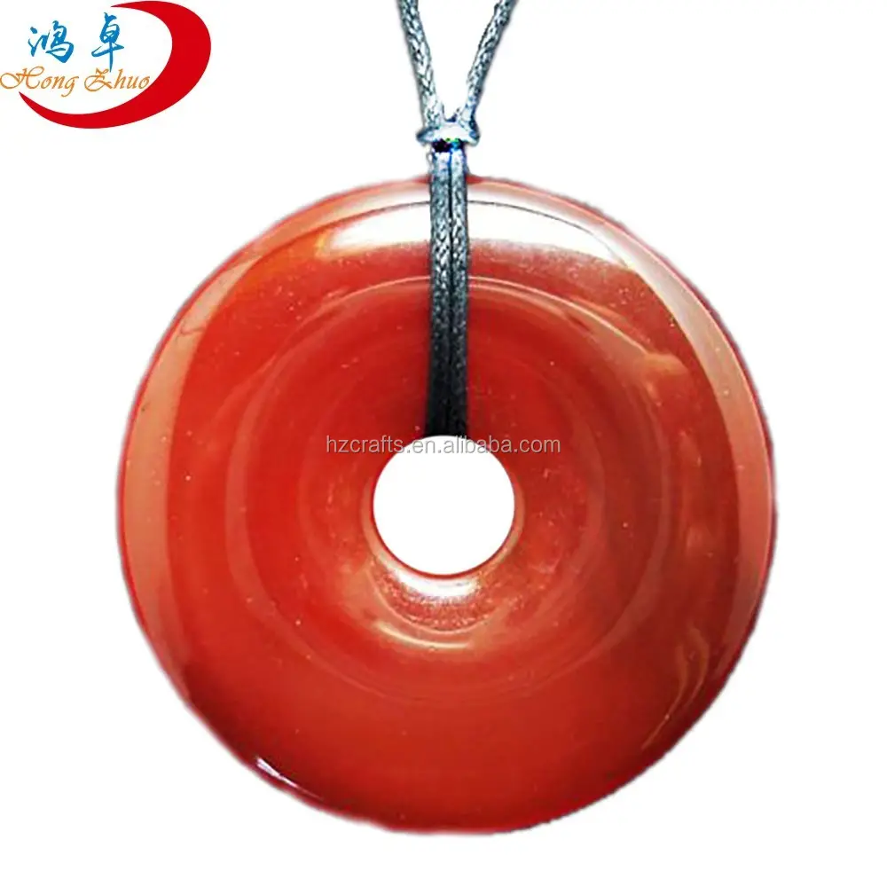 Diy semi precious stone red/carnelian gemstone donut stones pendant crystals stones