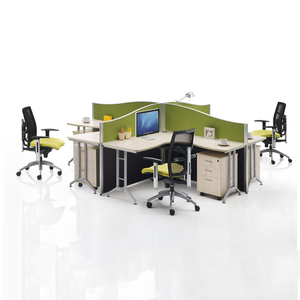 Postazione di Lavoro per Ufficio a 3 Posti con Divisorio e <span class=keywords><strong>Scrivania</strong></span> a <span class=keywords><strong>120</strong></span> Gradi - Product Image 4