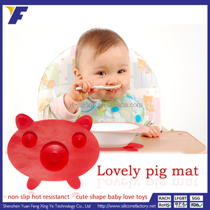 Accesorio personalizado de la cocina Forma del cerdo Redonda Silicón Niño Placemat Bebé de la estera de la tabla para los <span class=keywords><strong>cabrit</strong></span> - Product Image 1