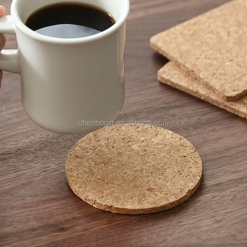 Posavasos de té de corcho en blanco sin estampado, posavasos de cerveza de Venta caliente de verano posavasos de taza de bebida