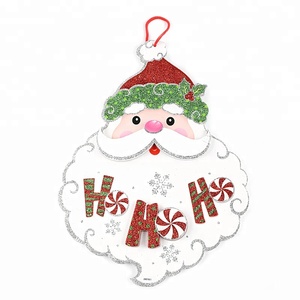 Glitter Santa Claus tête blanc barbe ho ho ho De Noël suspendus décoration pour les vacances décor à la <span class=keywords><strong>maison</strong></span> - Product Image 1