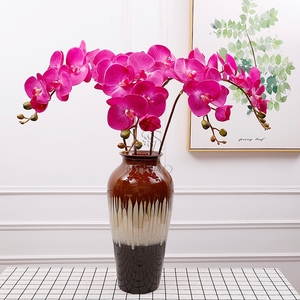 QiHao Única Haste 8 Cabeças Látex <span class=keywords><strong>Phalaenopsis</strong></span> Artificial Flor Da Orquídea para a Decoração de Mesa