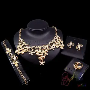 New arrival Brazilian bridal women costume jewelry sets wholesale female necklace and rings jewelry sets