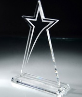 Souvenir d'affaires vente en gros, trophée de prix de plaque claire en cristal en forme d'étoile avec base transparente