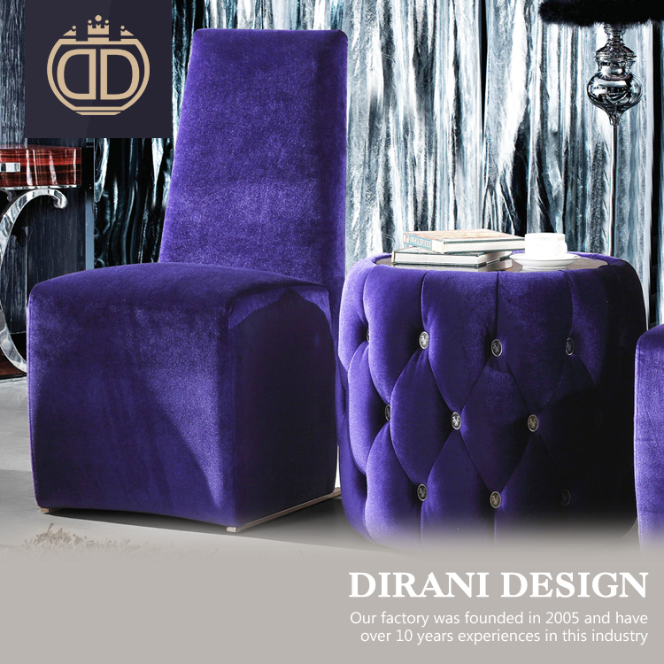 De luxe mariée et le marié de mariage chaise velours pourpre royal dossier haut tissu de mariage à manger chaise