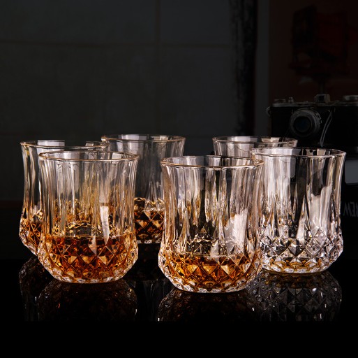 Wholesale 220ml Crystal Clear Emboss Diamond Whiskey shot Glass