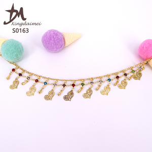 S0163 थोक रंगीन हीरा पायल गहने सोने - Product Image 2