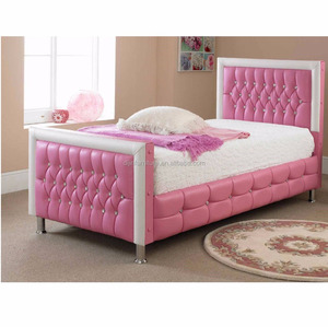 Beautifully Upholstered Diamante Pink & White Faux Leather Bed Frame