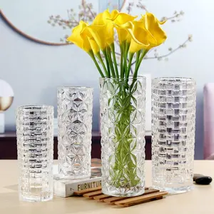 Machine made glass vase wholesale crystal glass vase for home