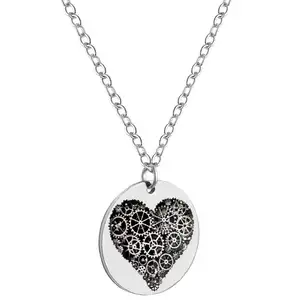 Индивидуальное ожерелье с надписью на заказ, подвеска в виде сердца из нержавеющей стали, круглая надпись на заказ, модное украшение в европейском и американском стиле