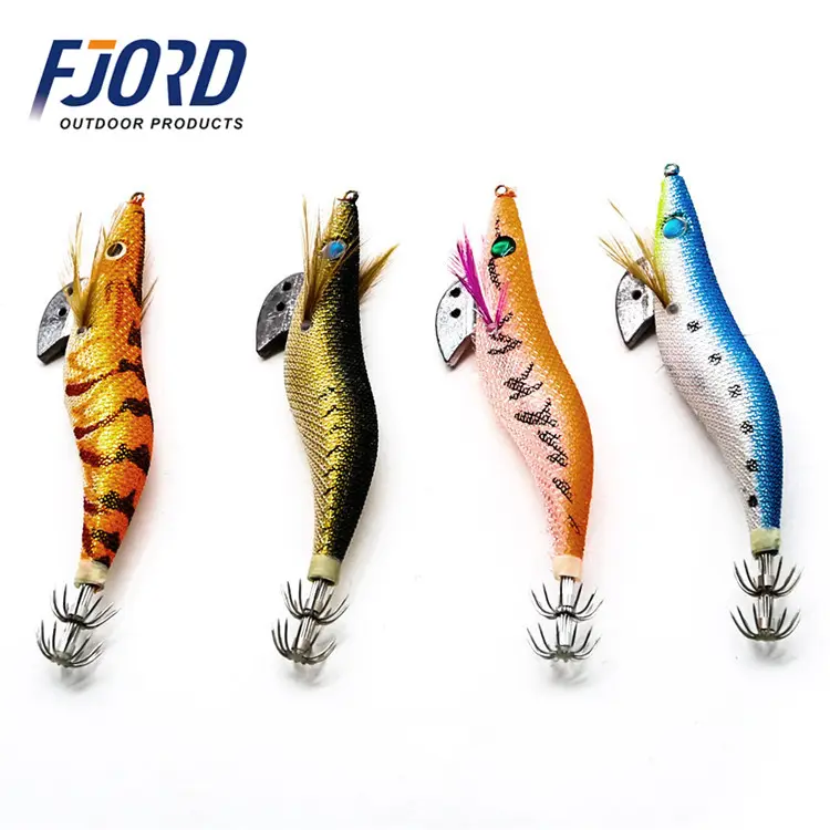 FJORD Night Sea Fishing Lures Luminous Realistic Japanese Fluorescent Squid Jigs Hooks Wood Shrimp