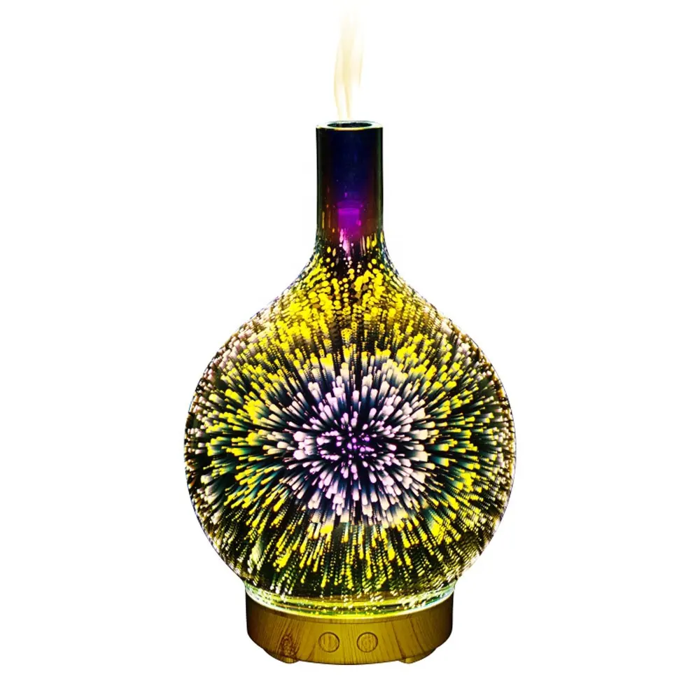 Kleurrijke Vuurwerk Led Nachtlampje Luchtbevochtiger Aroma Olie Diffuser Lamp Voor Led Mist Ultrasone Spuit Aromatherapie Lamp