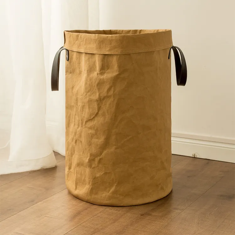 Grand sac de rangement en papier Kraft lavable, multifonctions, résistant, personnalisé, avec poignée, pour la maison, unités