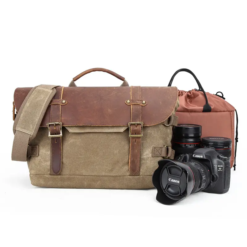 Camera Shoulder Bag with Luggage Strap for SLR/DSLR Shockproof Camera Shoulder Messenger Bag Compatible for Canon Sony Nikon