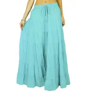 Wholesale 100% cotton summer beach wear Indian long maxi skirt for women 2022