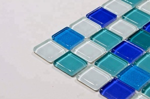 Color azul brillante <span class=keywords><strong>mar</strong></span> mosaico de vidrio piezas antideslizante piscina azulejos de mosaico - Product Image 4